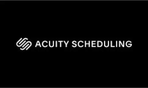 Acuity Scheduling logo and text on a black background.