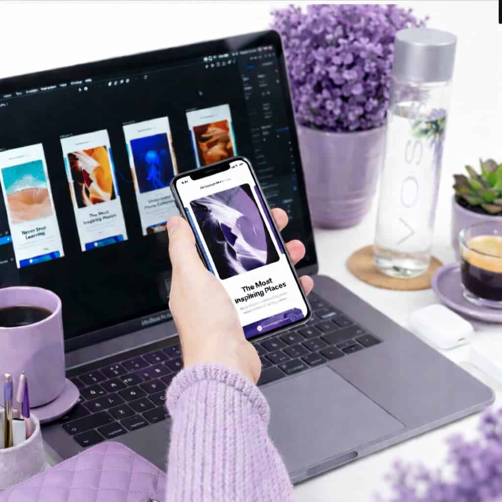 responsive-website-development-digital-marketing-agency A person viewing a responsive website design on a smartphone and laptop, showcasing digital marketing and web development services by Targeted Business Support.